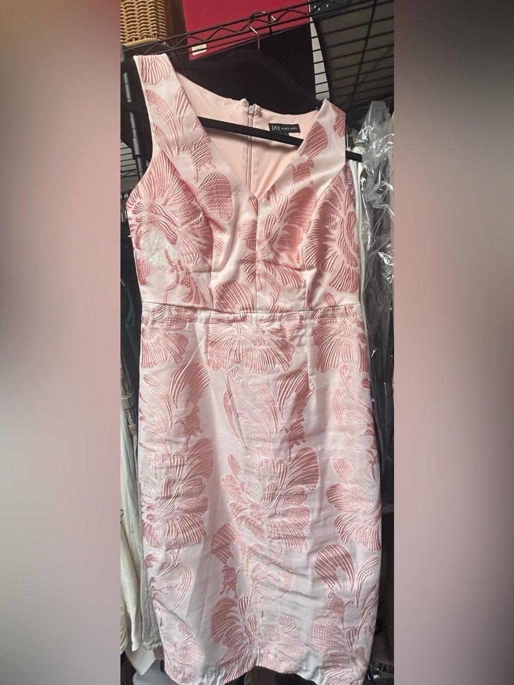 Black Label Blush Pink Floral Jacquard Sheath Dress